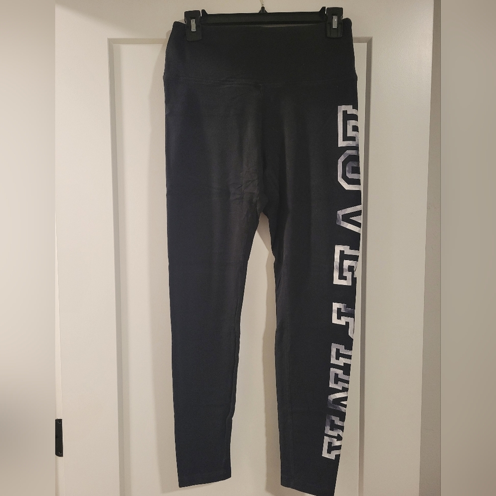 PINK Victoria's Secret Black Leggings with White Lettering